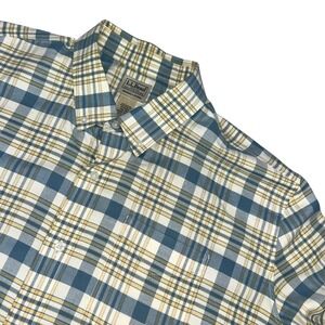 LL Bean Mens Plaid Short Sleeve Button Up Shirt Slightly Fitted XXL Reg